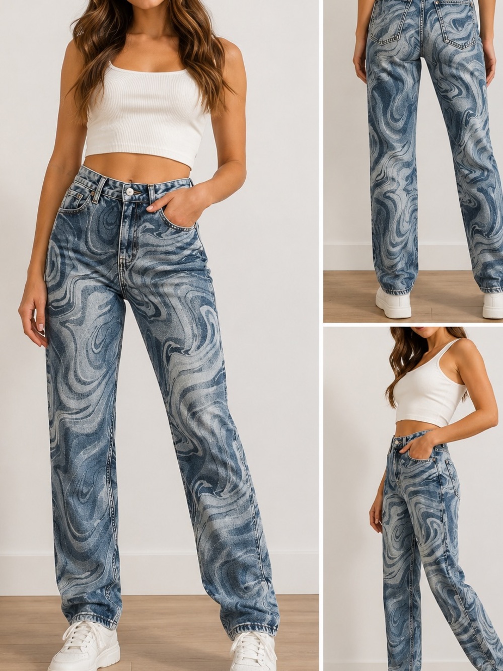 Hollister Curvy High-Rise Jeans – Size 26x27 – Swirl Print